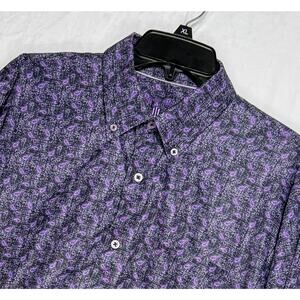 Visconti Black Shirt Mens XL Extra Large Purple Black Long Sleeve Button Up‎